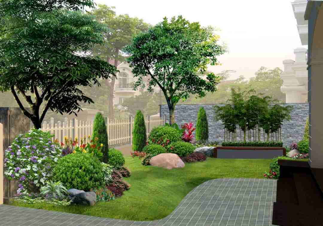 Thiết kế sân vườn đẹp đơn giản thể hiện phong thái 